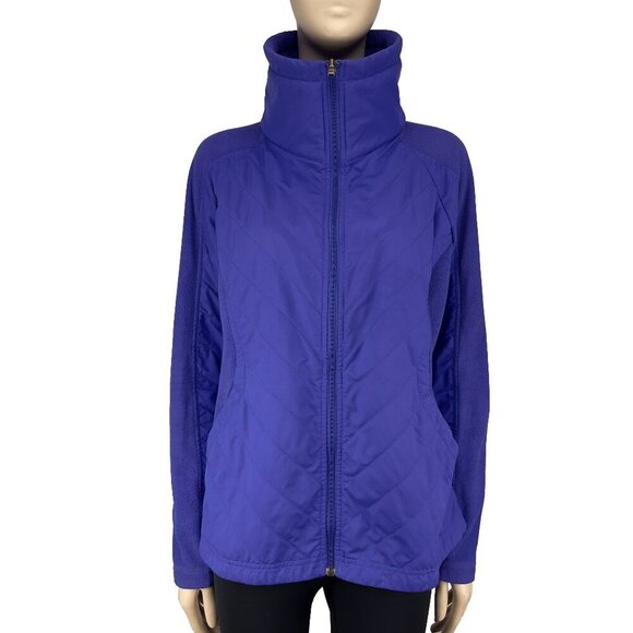 COLUMBIA VTG Spring Fleece Athletic Purple/blue Lilac Zip Up Jacket Coat Soft L - Picture 1 of 8